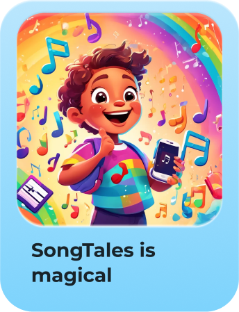 SongTales custom song 'SongTales is magical' with rainbow music notes cover art