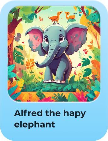 SongTales custom song 'Alfred the happy elephant' with jungle cover art