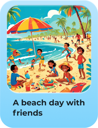 SongTales custom song 'A beach day with friends' with beach cover art